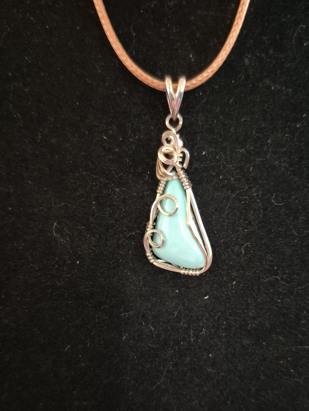 Sterling Silver Wire Wrapped Turquoise  Pendant By Sapphireskies Designs